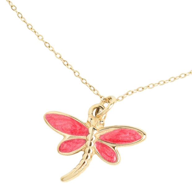 Coral Dragonfly Necklace