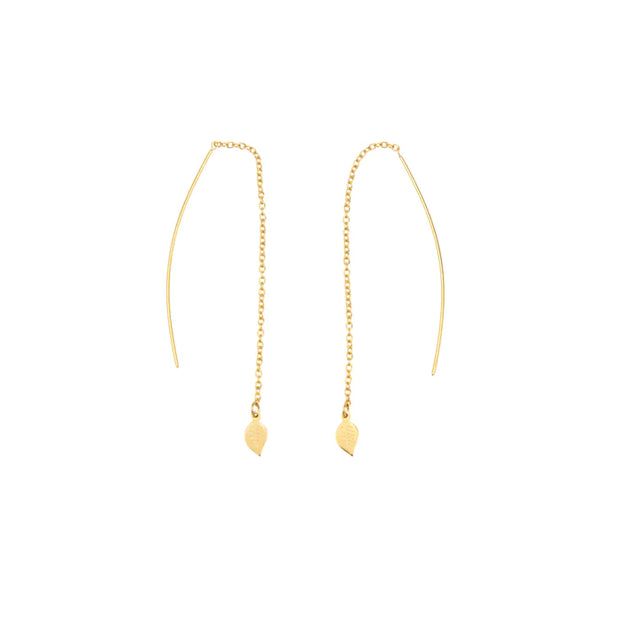 Leaf drop earrings - 18K gold-plated