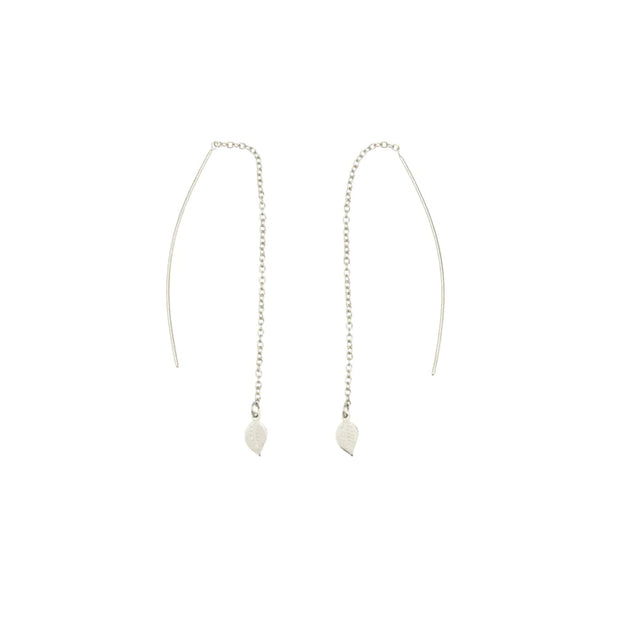 Leaf drop earrings - sterling silver
