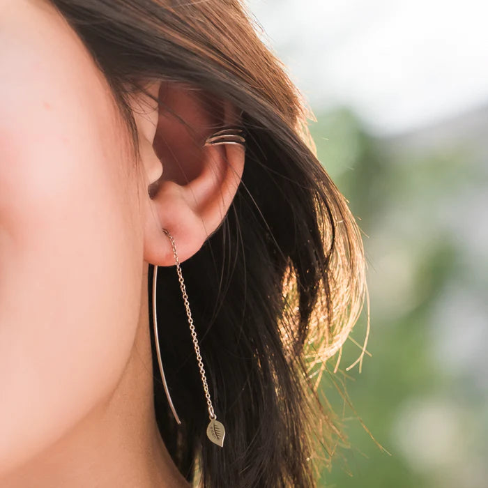 Leaf drop earrings - sterling silver