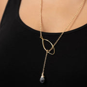 Lariat Necklace - Gold And Labrodite