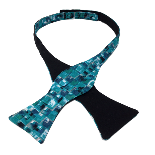 Mosaic Teal Cotton Bow Tie - Made for Freedom