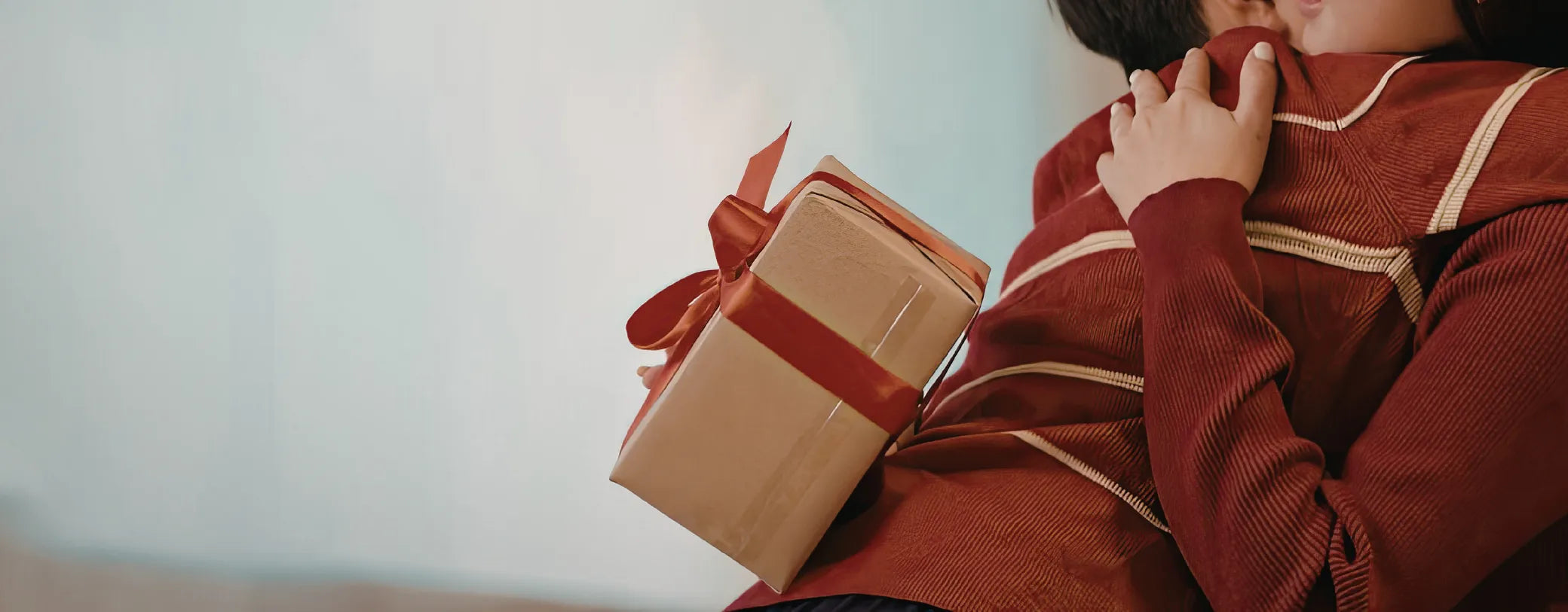 mom and son hugging after gift giving reposted by Made for Freedom