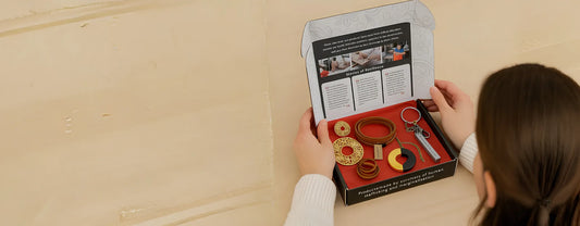 woman looking into Made for Freedom's jewelry box sets