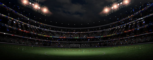 a darkly lit empty football stadium reposted by Made for Freedom