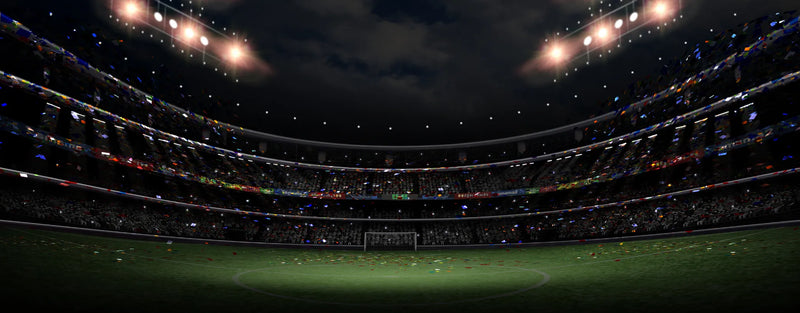 a darkly lit empty football stadium reposted by Made for Freedom