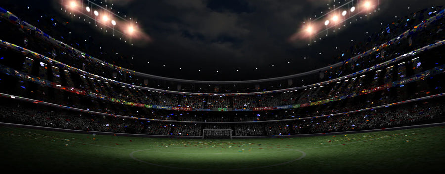 a darkly lit empty football stadium reposted by Made for Freedom