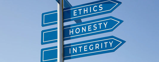 signages with the terms "ethics", "honesty", and "integrity" written on them reposted by Made for Freedom