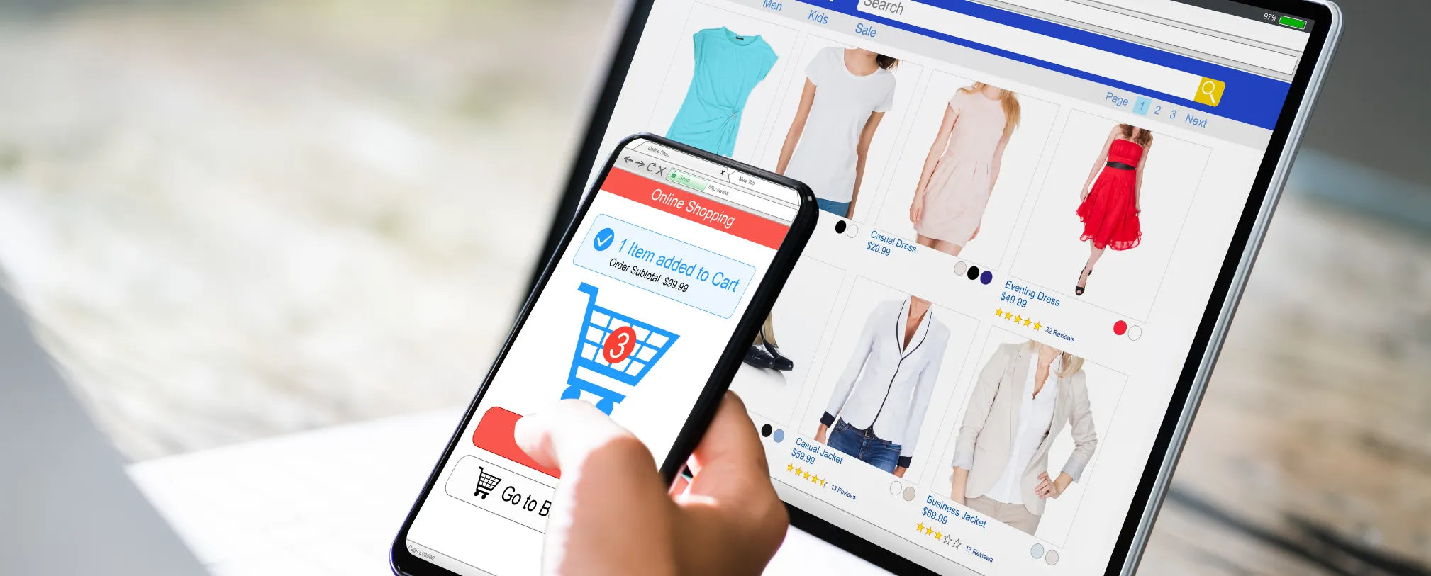 person shopping online through their phone and laptop reposted by Made for Freedom