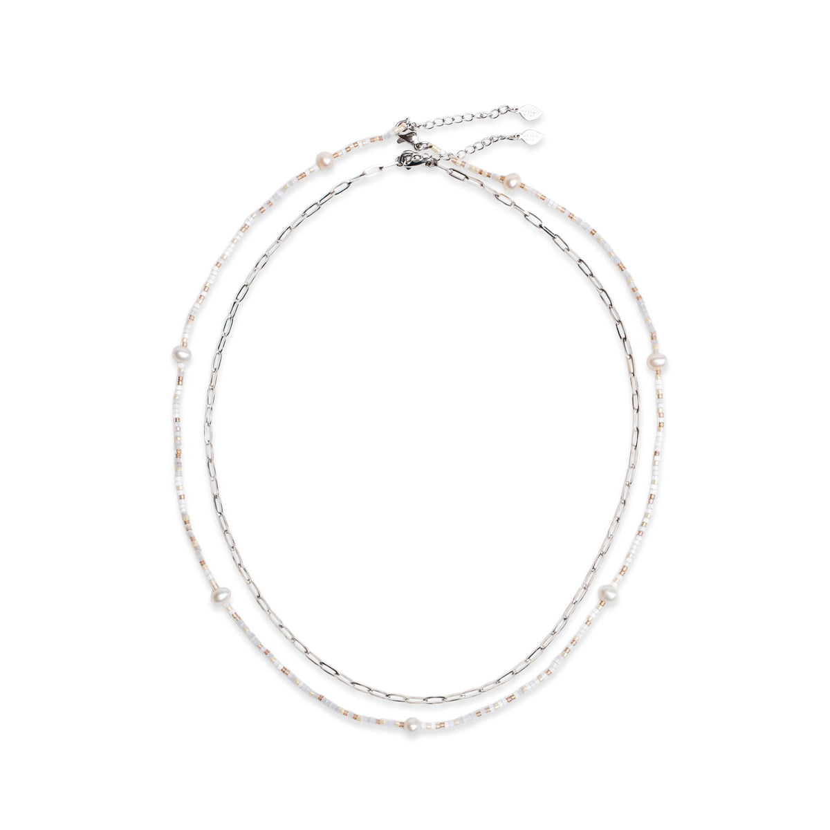 Garden of Eden - Neutral Beaded Necklace and Chain Set