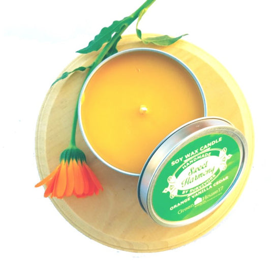 orange vanilla and cedarwood soy wax candle