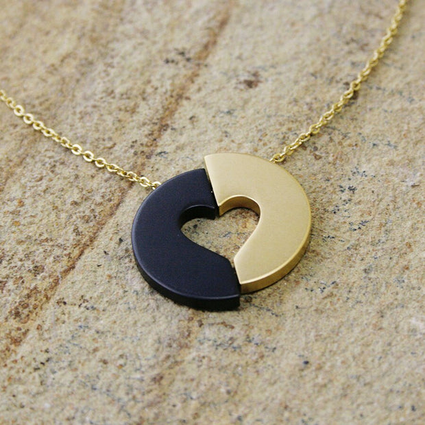 Committed heart necklace  18K gold-plated stainless steel heart cutout necklace