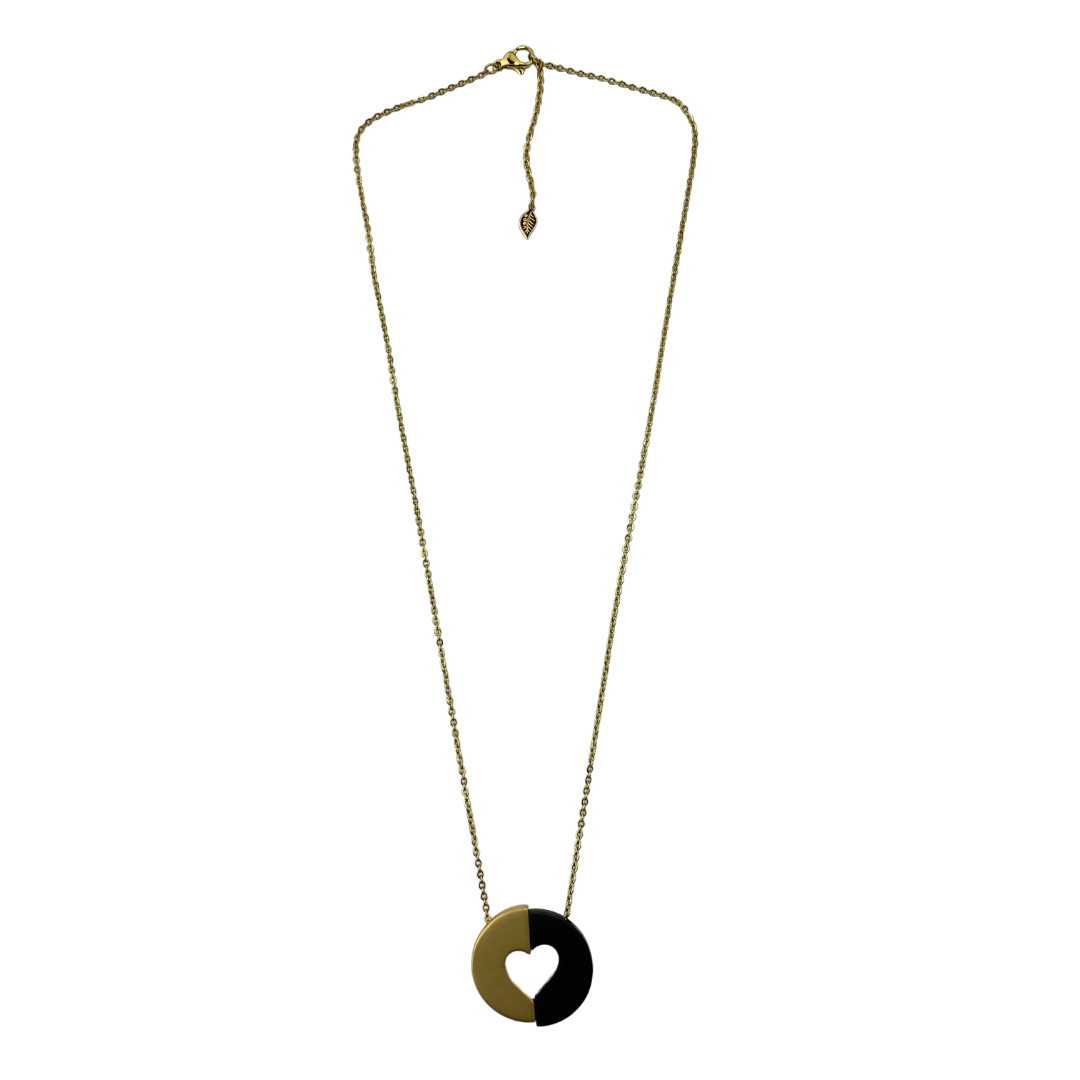 Committed heart necklace  18K gold-plated stainless steel heart cutout necklace