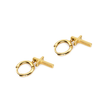 Courageous Cross Huggie Earrings