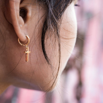 Courageous Cross Huggie Earrings