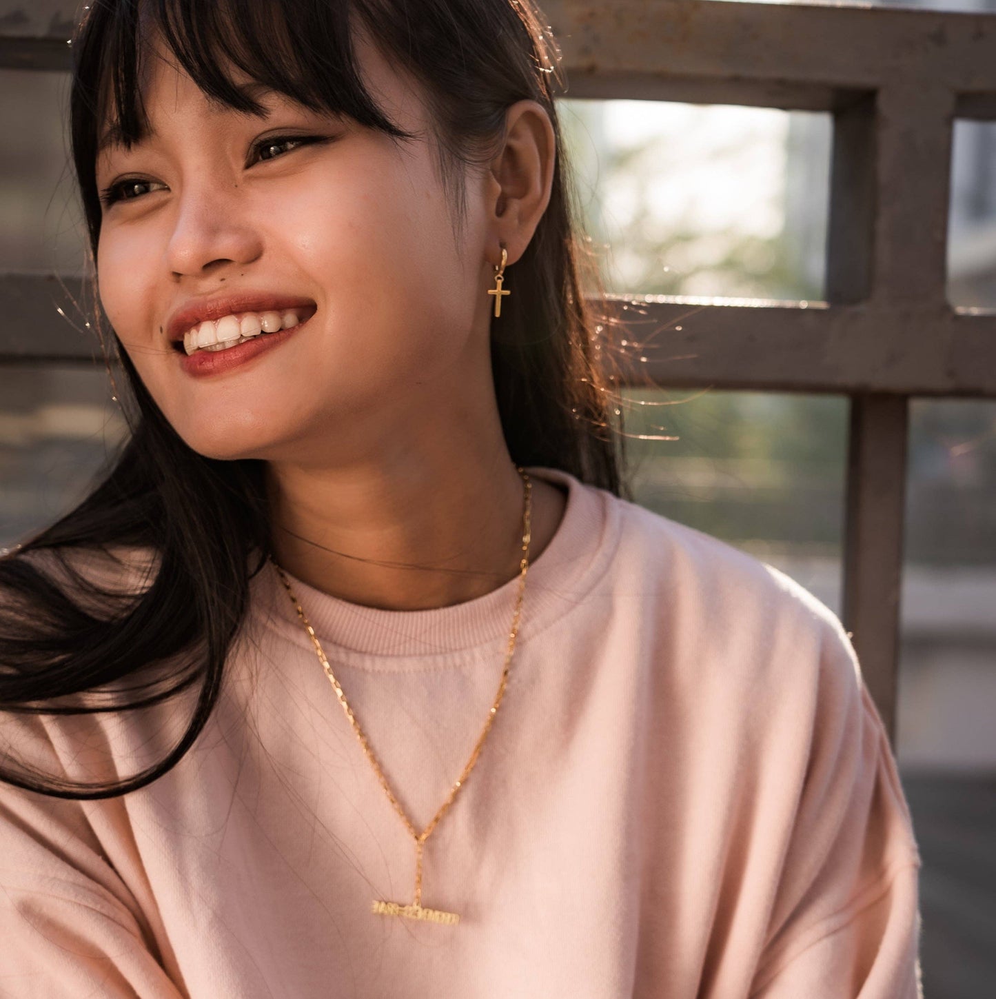 Courageous Cross Huggie Earrings