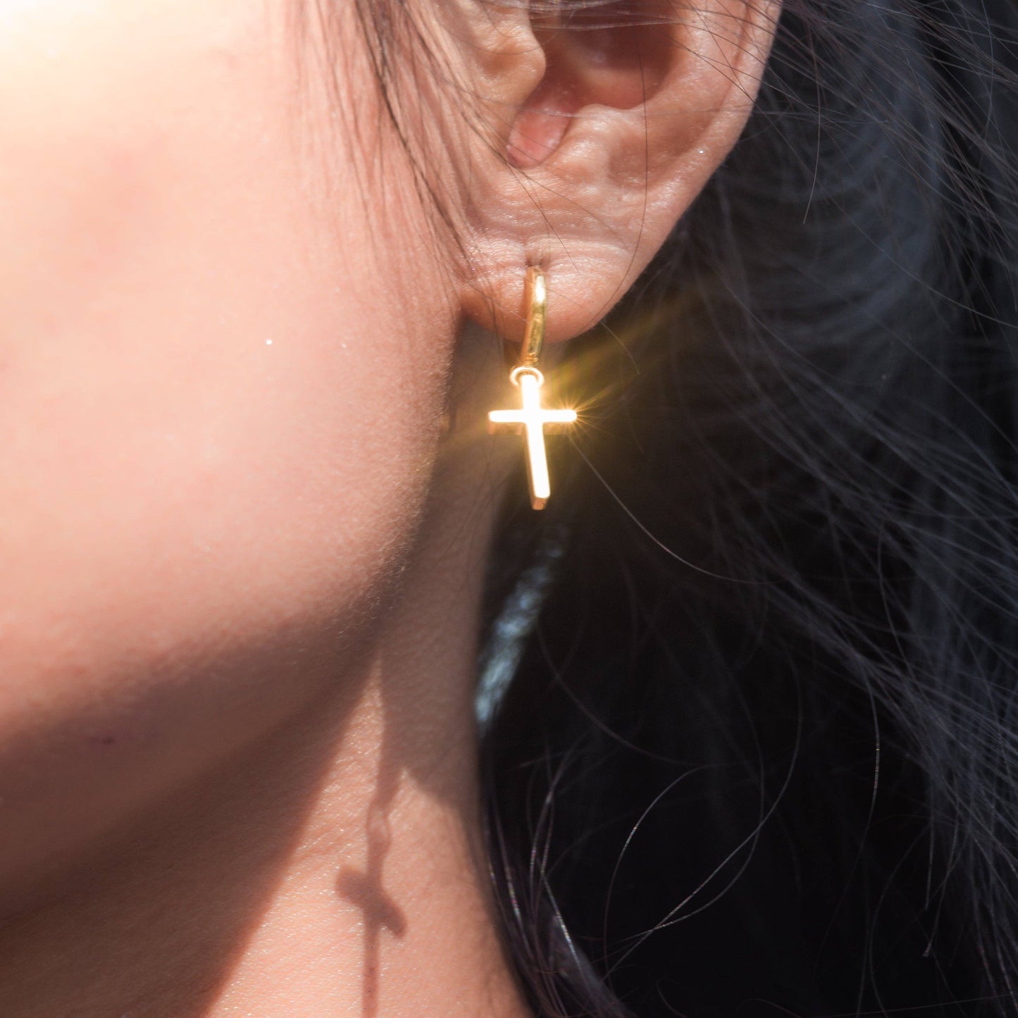 Courageous Cross Huggie Earrings
