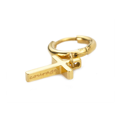 Courageous Cross Huggie Earrings