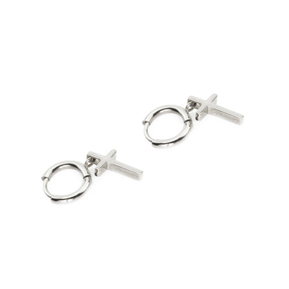 Courageous Cross Huggie Earrings
