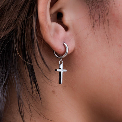 Courageous Cross Huggie Earrings