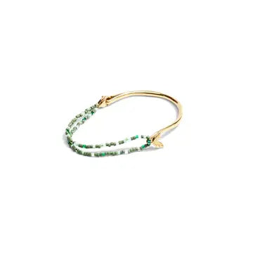 Grounded Hope - Green Beaded Half-Cuff Gold Bracelet