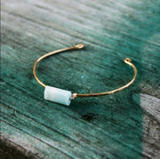 Hammered Brass Bangle with Amazonite