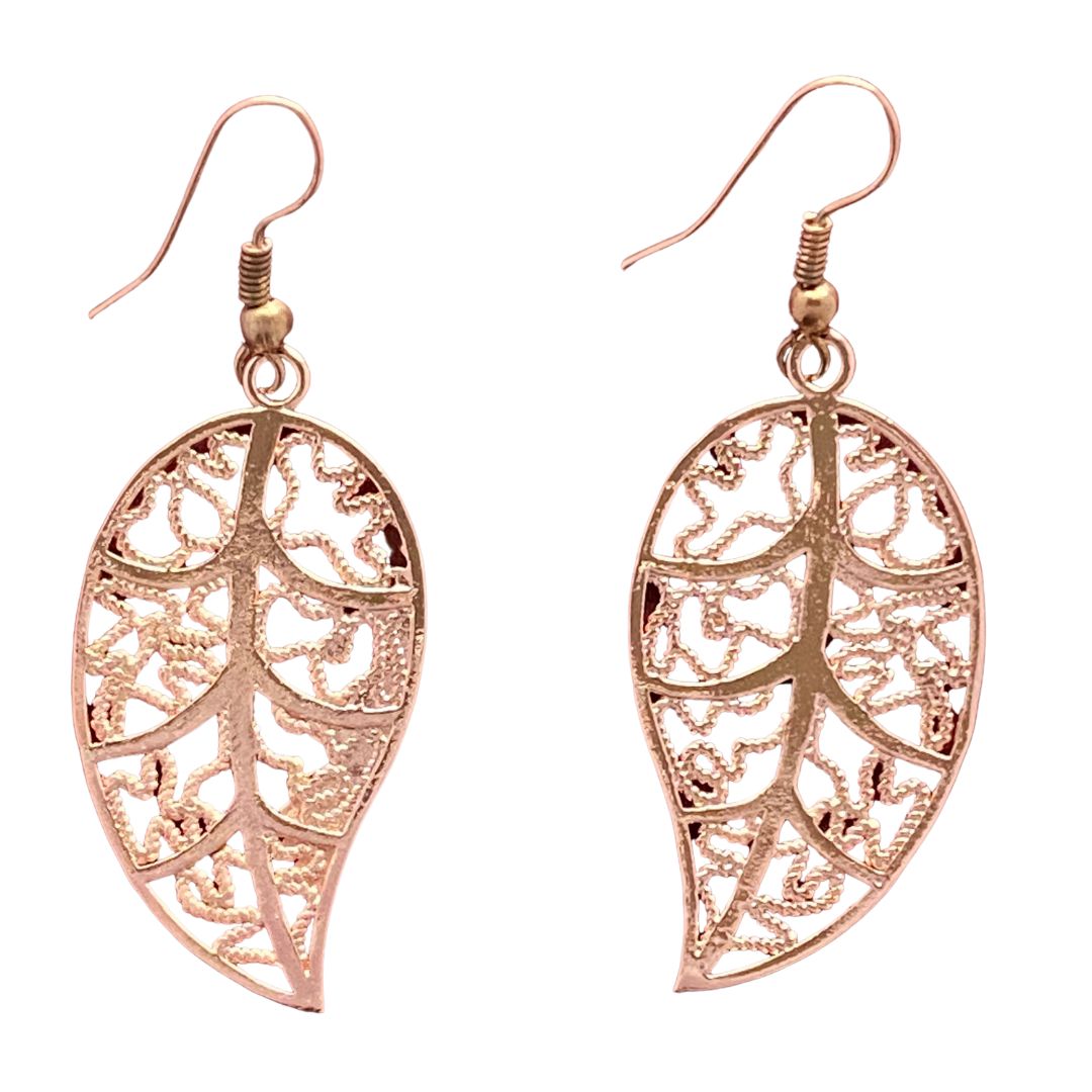 Healing Leaf Earrings - rose gold