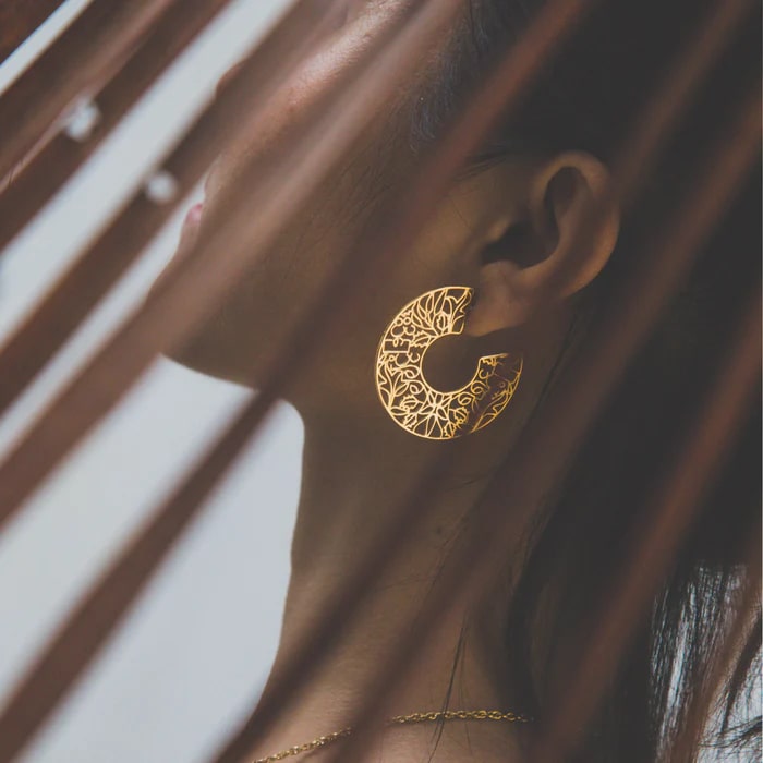 I Am Brave 18K gold-plated stainless steel earrings