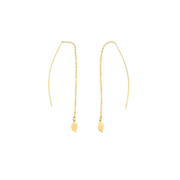 Leaf drop earrings - 18K gold-plated