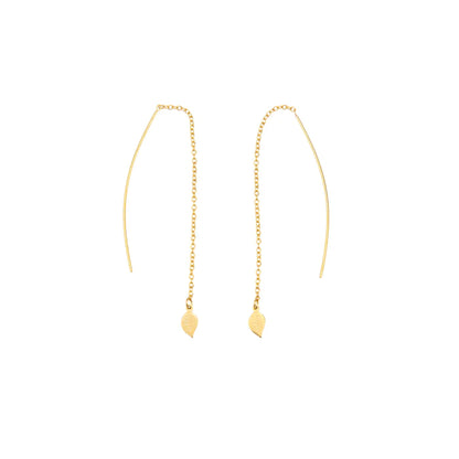 Leaf drop earrings - 18K gold-plated