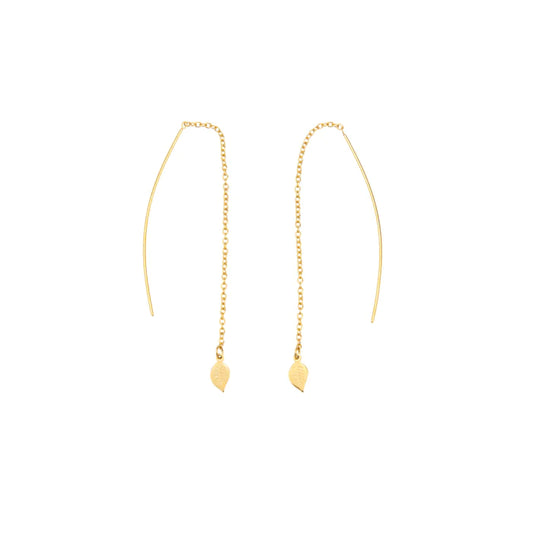 Leaf drop earrings - 18K gold-plated