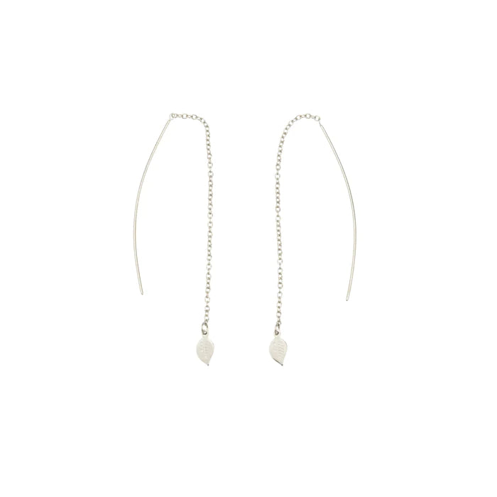 Leaf drop earrings - sterling silver