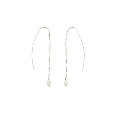 Leaf drop earrings - sterling silver