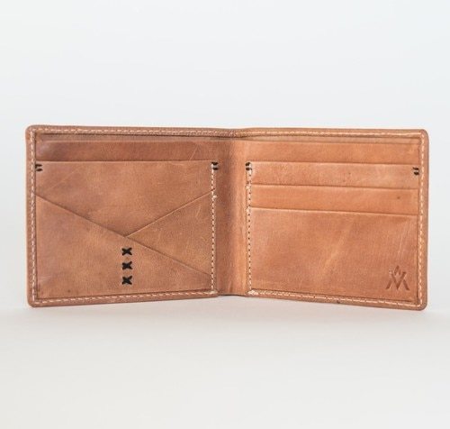 Leather bi-fold wallet - camel