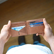 Leather bi-fold wallet - camel