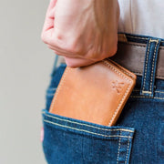 Leather bi-fold wallet - camel