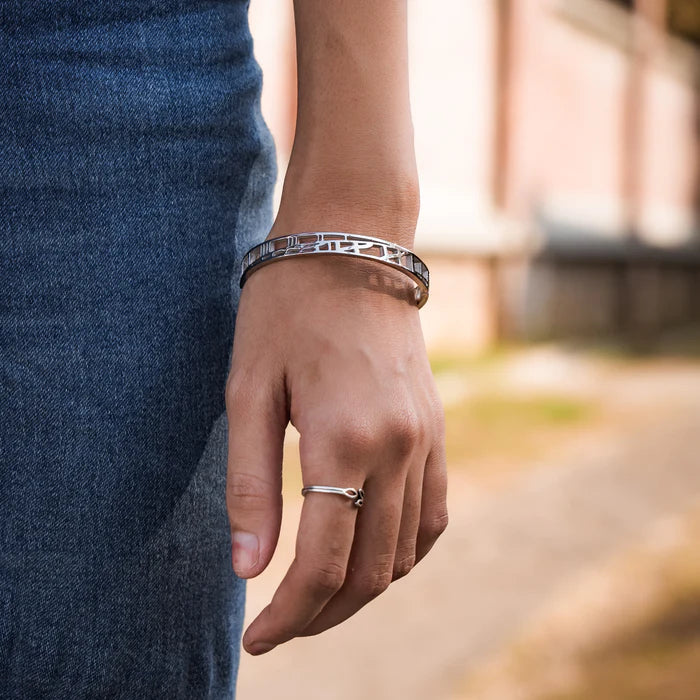 Restoring justice bangle stainless steel