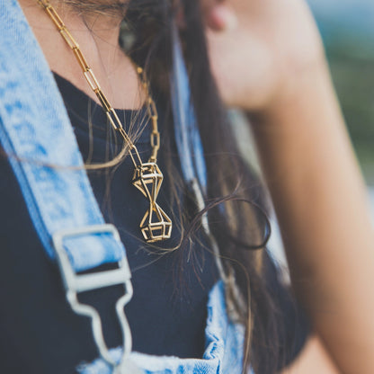 Time for Freedom Gold Hourglass Pendant Necklace