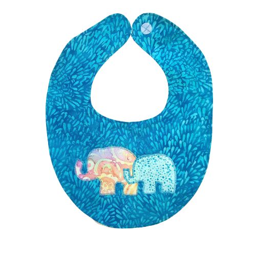 aqua elephant baby bib