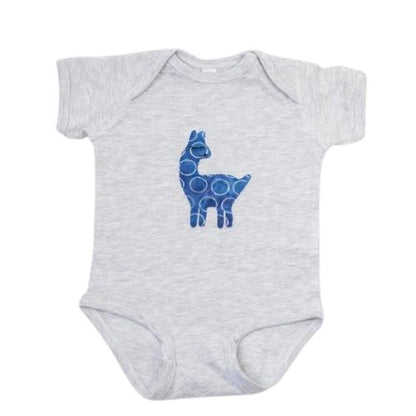 llama on gray baby onesie