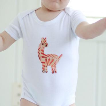 llama on white baby onesie