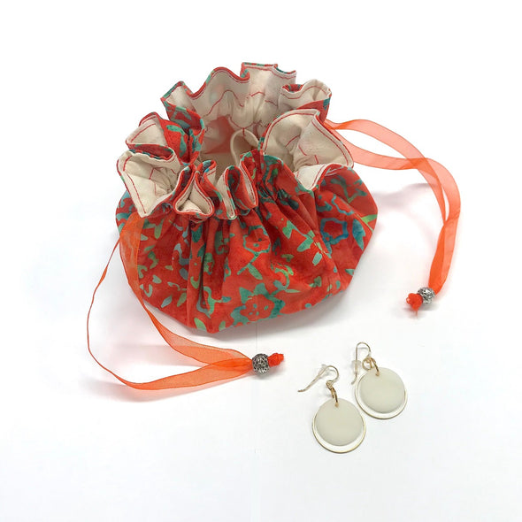 red foliage jewelry bag