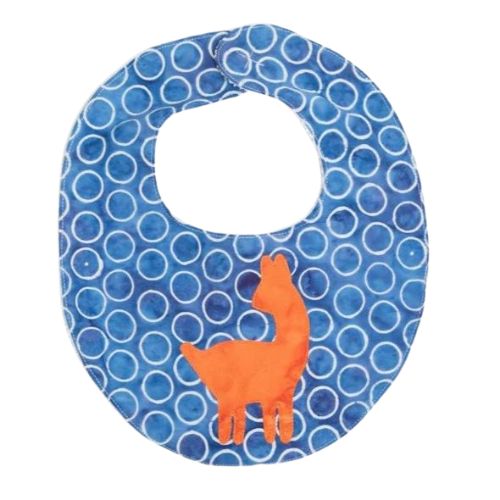 llama blue baby bib