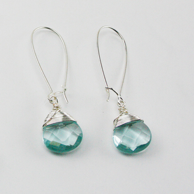 Teardrop Earrings Aqua Quartz And Silver