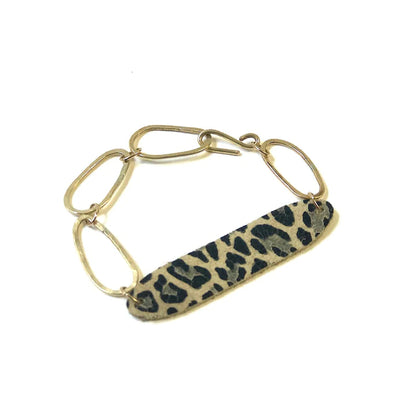 Leather and link bracelet