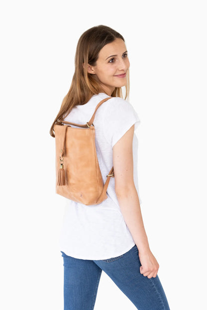 Mini Leather Slingback Bag - camel
