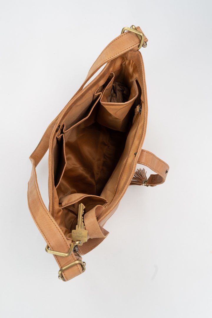 Mini Leather Slingback Bag - camel