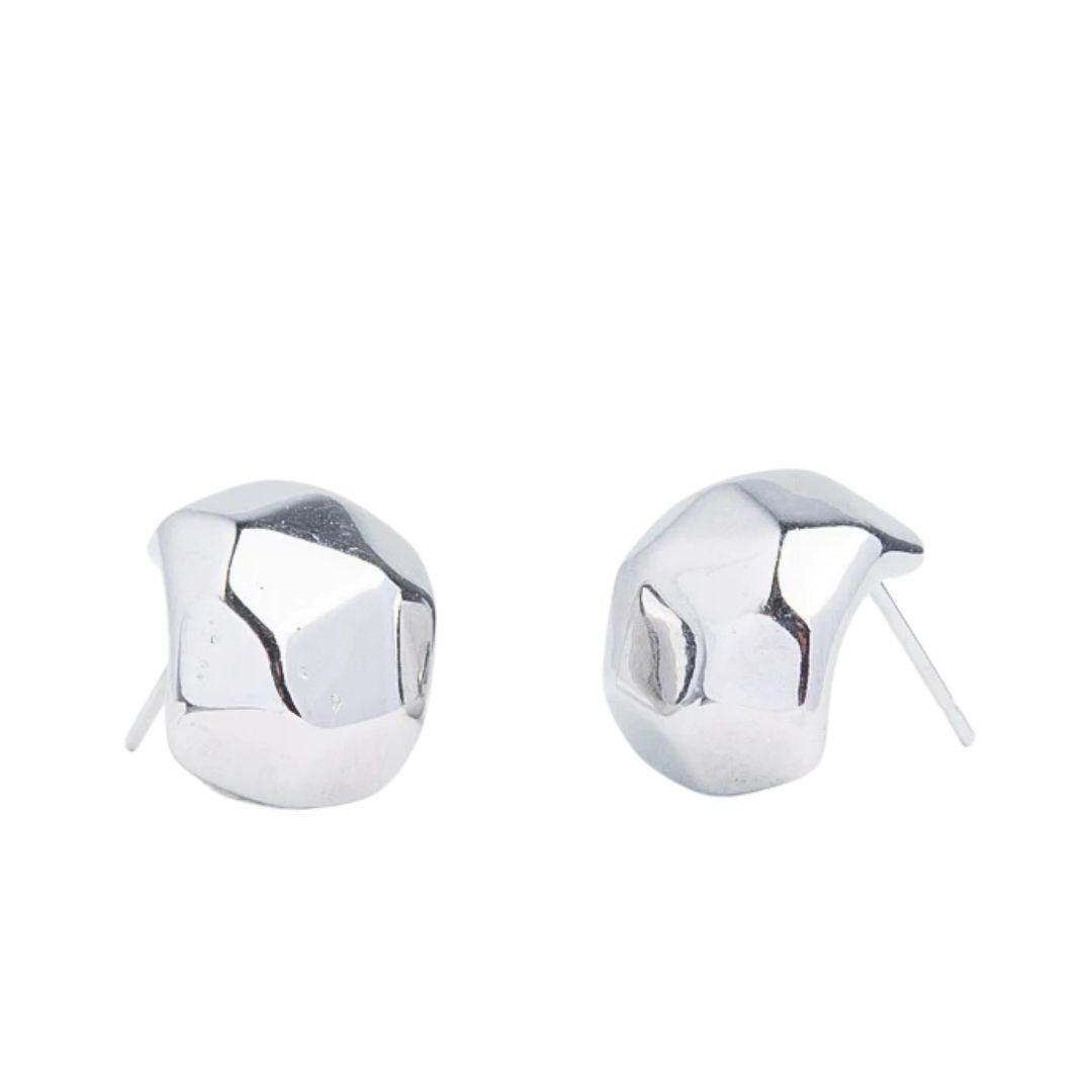 Silver Nuggets Stainless Steel Earrings