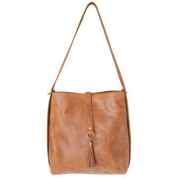 Leather Slingback Bag - camel