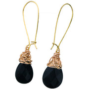 Teardrop Earrings Gold and Black Onyx